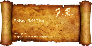 Fohn Réka névjegykártya